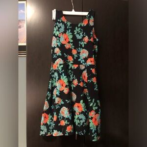 Floral skater dress on black background